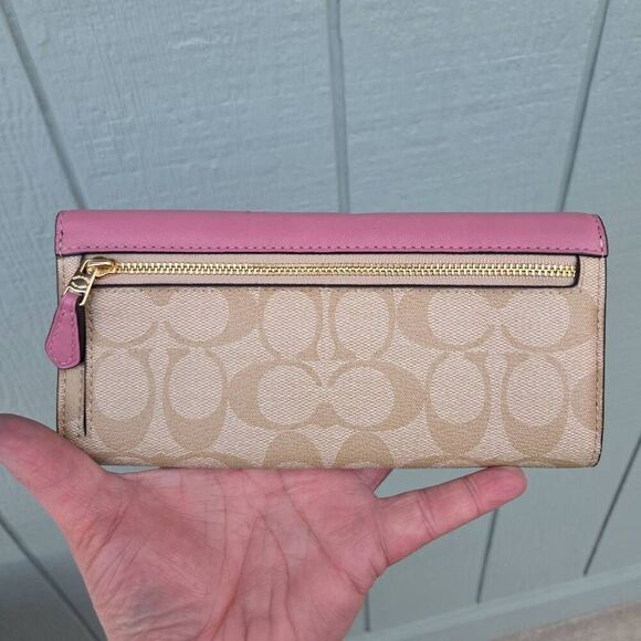 Coach Slim Envelope Wallet In Signature Canvas With Butterfly Appliques - Picture 4 of 9